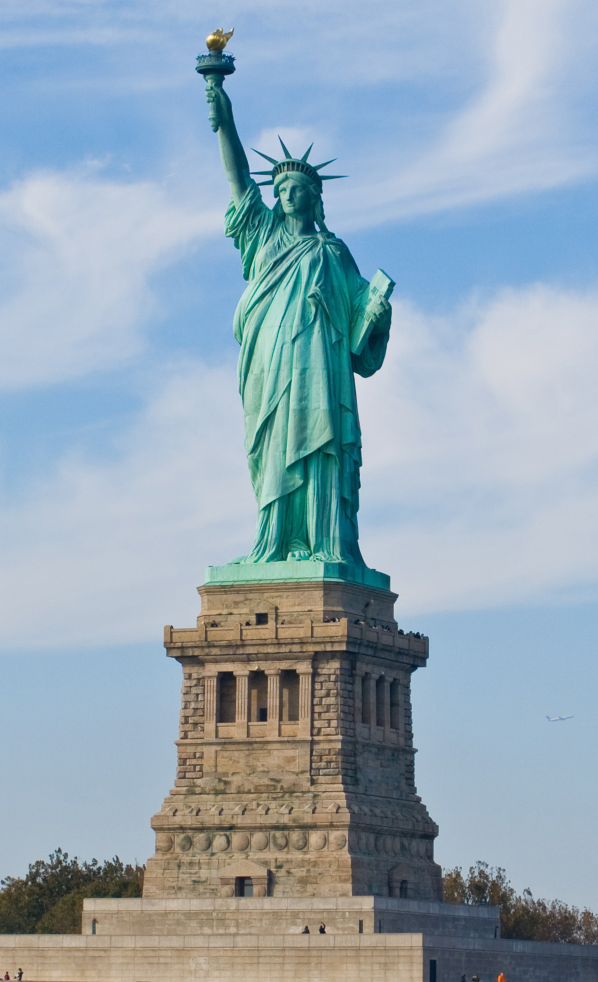 Statue Of Liberty Island In New York Harbor United States